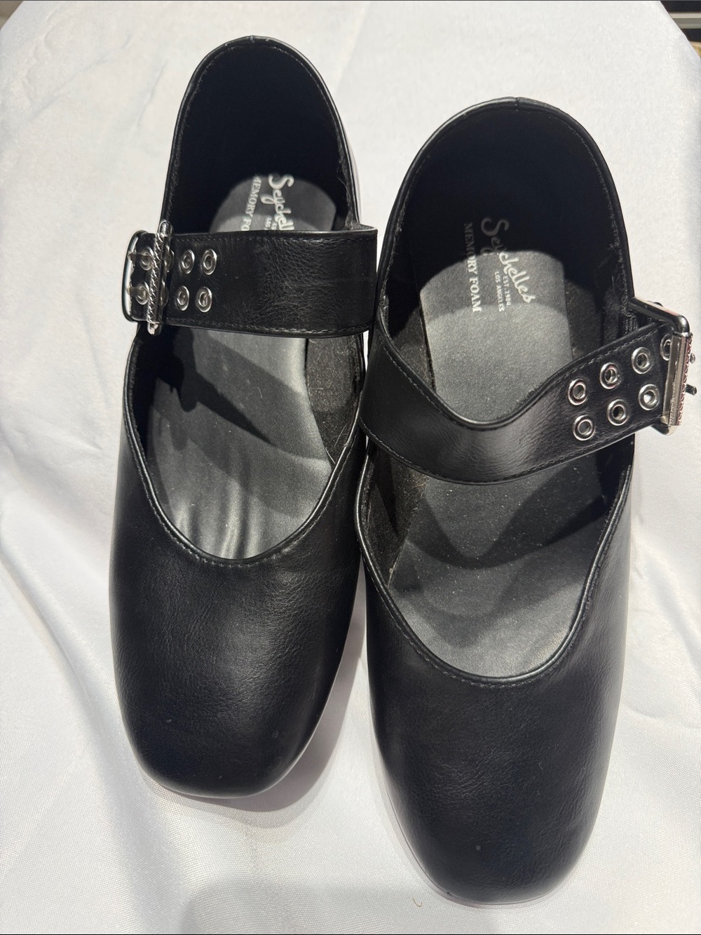 Seychelles Black Buckled Mary Jane Flats
